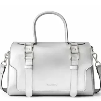 EMLONC Moonbeam satchel bag in premium vegan leather, a structured top-handle handbag with front buckle details and a detachable crossbody strap, designed to complete any stylish outfit.
